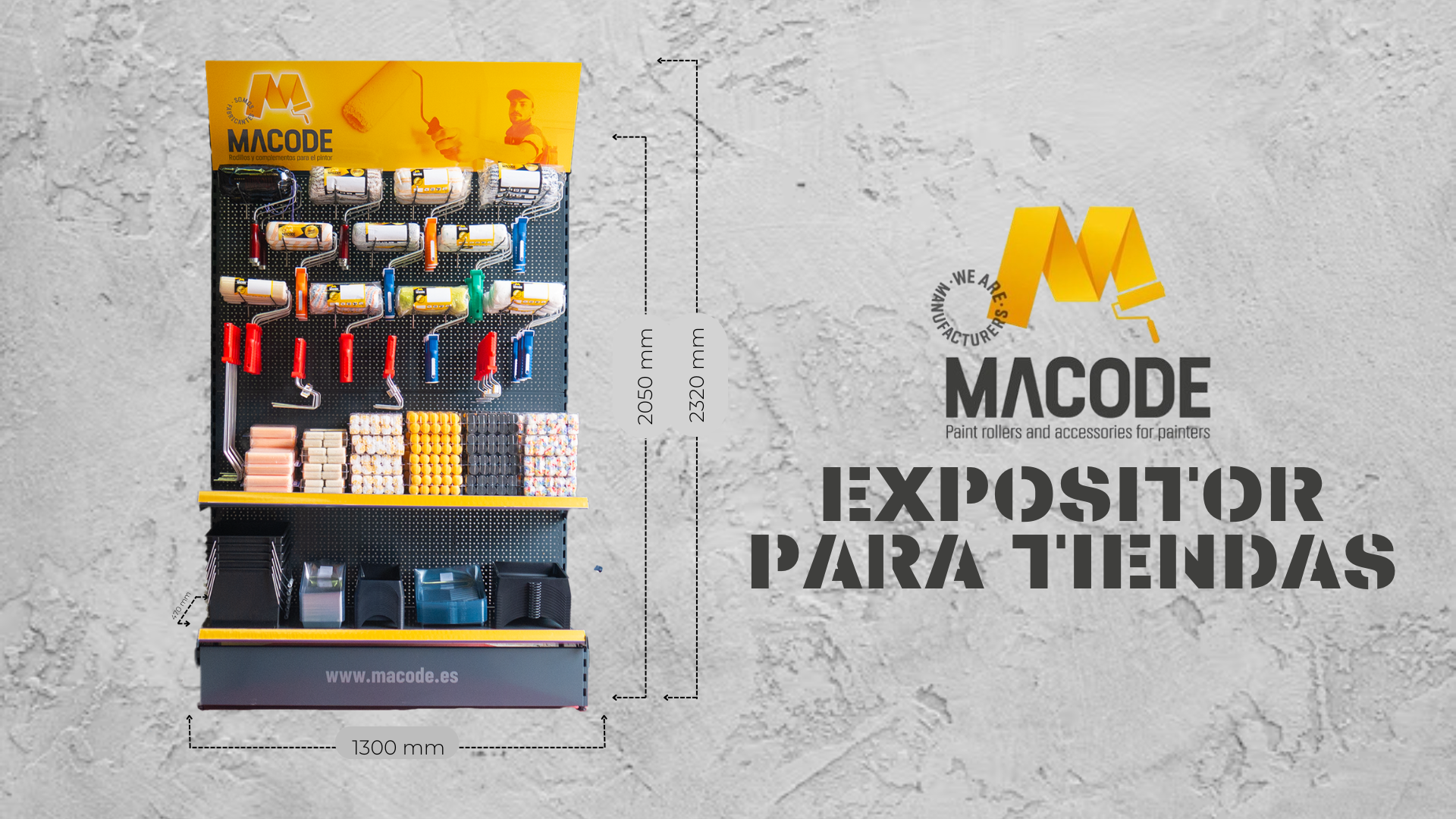 Expositores de rodillos Macode para punto de venta, material promocional desarrollado por Alonzo López